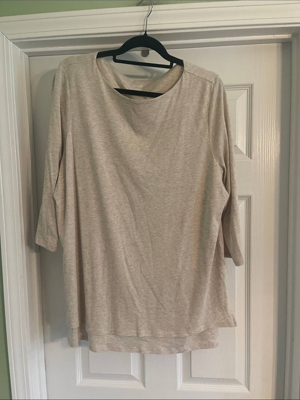 J. Jill Pure Jill Boat Neck Layered Tunic Top Heather Oatmeal -Sz XL